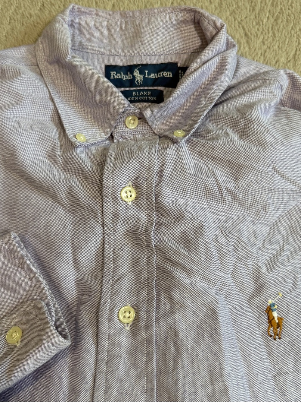 Polo Ralph Lauren Blake Shirt flesh pony blue vintage Button Down cotton Med